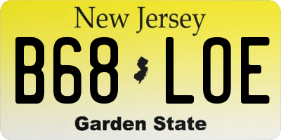 NJ license plate B68LOE