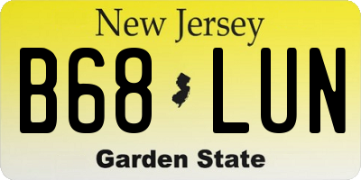 NJ license plate B68LUN