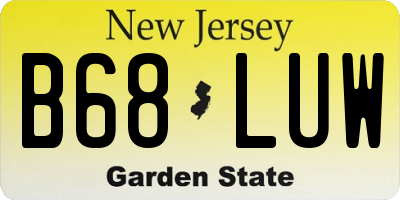 NJ license plate B68LUW