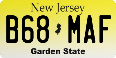 NJ license plate B68MAF