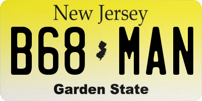 NJ license plate B68MAN