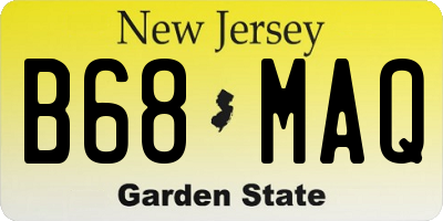 NJ license plate B68MAQ