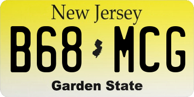 NJ license plate B68MCG