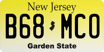 NJ license plate B68MCO