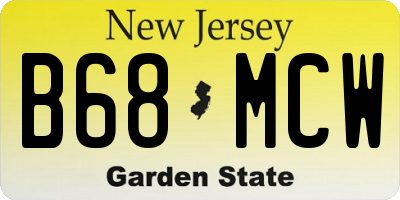 NJ license plate B68MCW