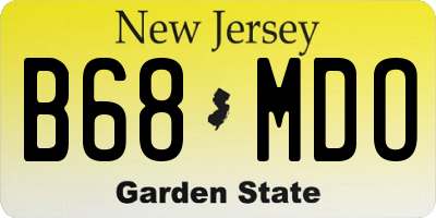NJ license plate B68MDO