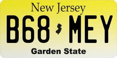 NJ license plate B68MEY