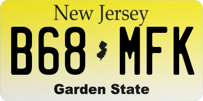 NJ license plate B68MFK