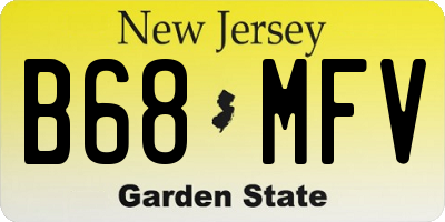 NJ license plate B68MFV