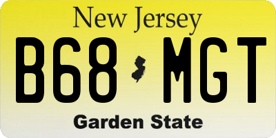 NJ license plate B68MGT