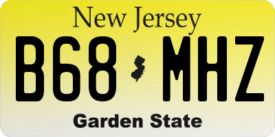 NJ license plate B68MHZ