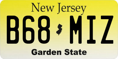 NJ license plate B68MIZ