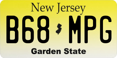 NJ license plate B68MPG