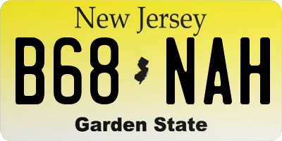 NJ license plate B68NAH