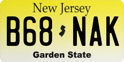 NJ license plate B68NAK