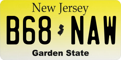 NJ license plate B68NAW