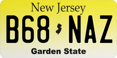 NJ license plate B68NAZ
