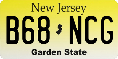 NJ license plate B68NCG
