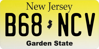NJ license plate B68NCV
