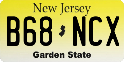 NJ license plate B68NCX