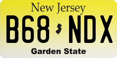 NJ license plate B68NDX