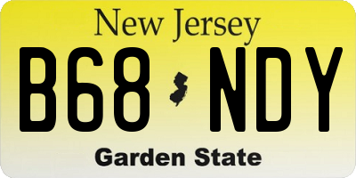 NJ license plate B68NDY