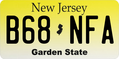 NJ license plate B68NFA