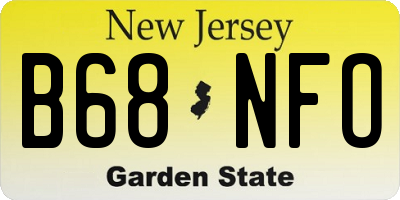 NJ license plate B68NFO