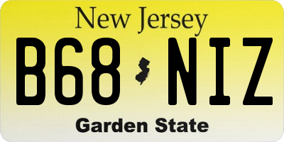 NJ license plate B68NIZ