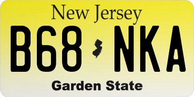 NJ license plate B68NKA