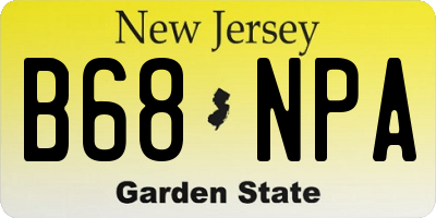 NJ license plate B68NPA
