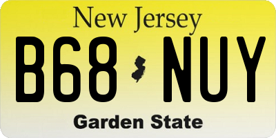 NJ license plate B68NUY