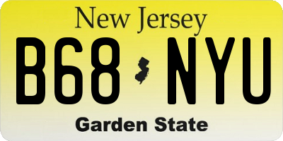 NJ license plate B68NYU