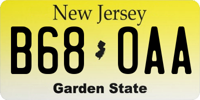 NJ license plate B68OAA