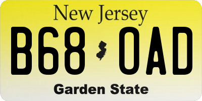 NJ license plate B68OAD