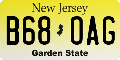 NJ license plate B68OAG