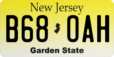 NJ license plate B68OAH