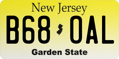 NJ license plate B68OAL