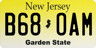 NJ license plate B68OAM