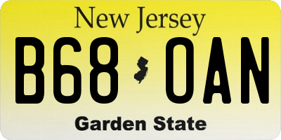 NJ license plate B68OAN