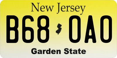 NJ license plate B68OAO