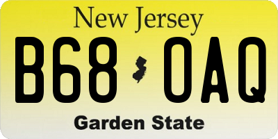 NJ license plate B68OAQ