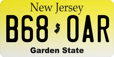 NJ license plate B68OAR