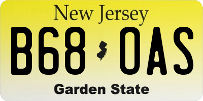 NJ license plate B68OAS