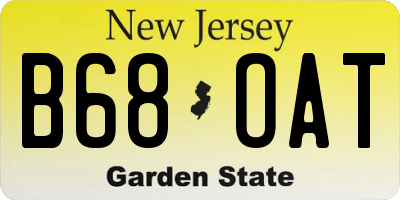 NJ license plate B68OAT