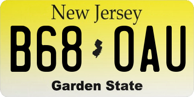 NJ license plate B68OAU