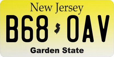 NJ license plate B68OAV