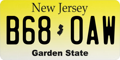 NJ license plate B68OAW