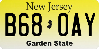 NJ license plate B68OAY