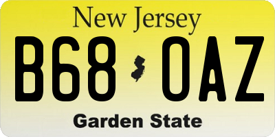 NJ license plate B68OAZ